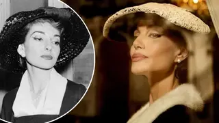 Angelina Jolie (right) stars as legendary Greek soprano, Maria Callas (left) in the upcoming musical biopic about the singer