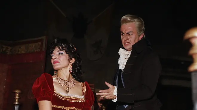 Maria Callas with close friend and colleague Tito Gobbi, performing together in ‘Tosca’.