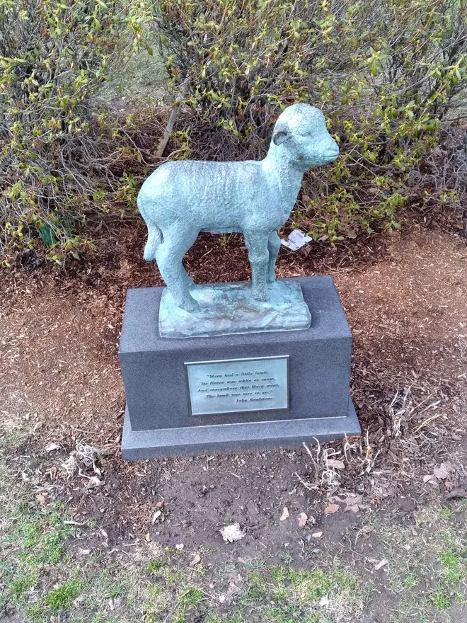 Mary Had a Little Lamb statue