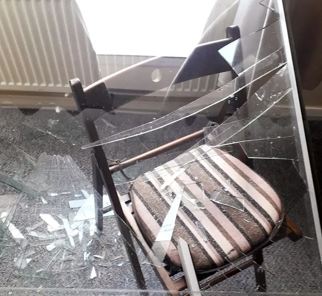 Glass smashed over Ms Murrell's chair
