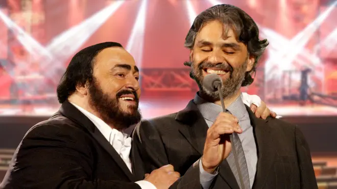 Pavarotti and Bocelli performing in Modena at his 2003 ‘Pavarotti & Friends’ concert