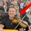 Sean Magee plays on his Ryanair flight