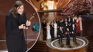 Oppenheimer composer Ludwig Göransson accepts Oscar for Best Original Score at 96th Academy Awards.