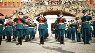 Performance by musicians from military orchestras in Moscow, Russia