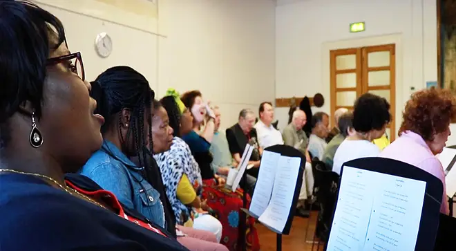 Stroke survivors gather together to rehearse