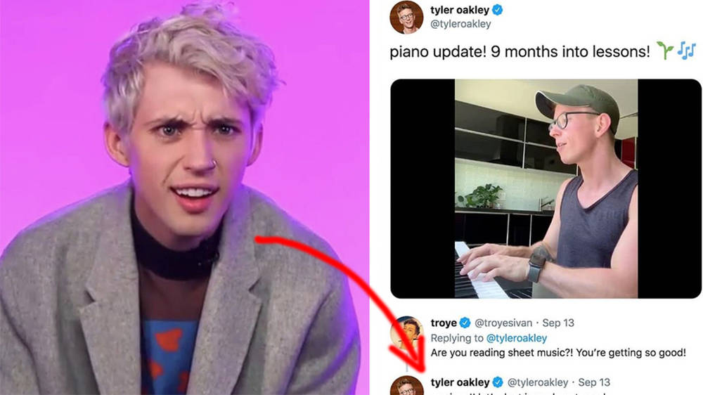 Windswept Discrimination Stoop Troye Sivan just turned down YouTuber Tyler Oakley's request for a piano  duet –... - Classic FM