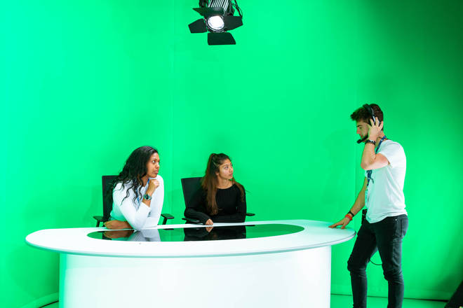 The Global Academy's green screen studios