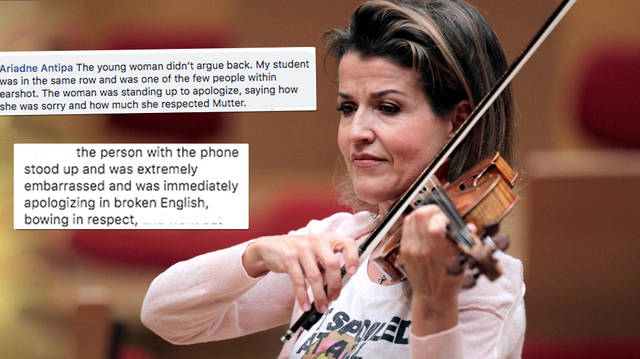 Audience members stand up for concertgoer at Anne-Sophie Mutter's concert
