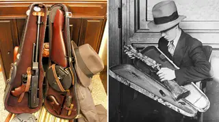 Sawed-Off Shotgun and Tommy Gun In Violin Case