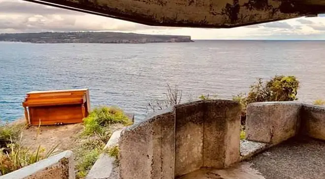 Mystery piano surrounded by stunning coastal scenery