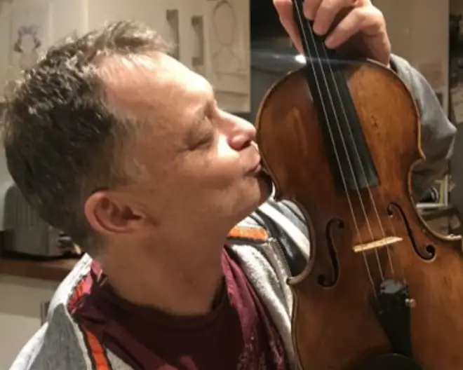 Stephen Morris reunited with his violin