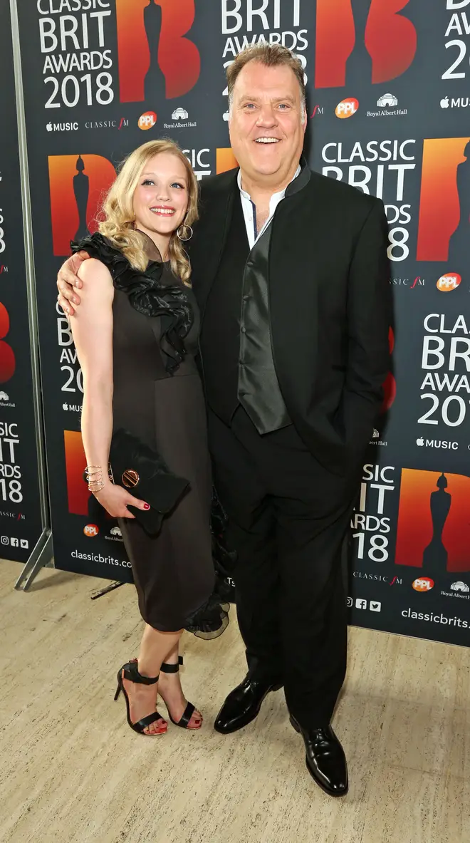Sir Bryn Terfel and Hannah Stone arrive at the Classic Brit Awards 2018