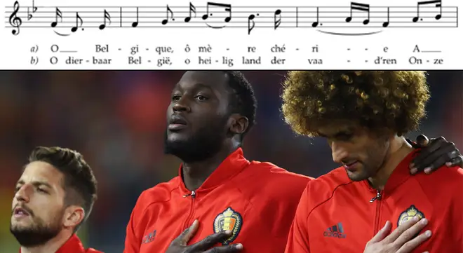 Belgium stands for the national anthem prior to the FIFA 2018 World Cup Group H Qualifier