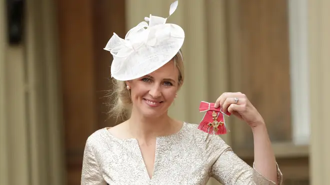 Alison Balsom with her OBE at Buckingham Palace